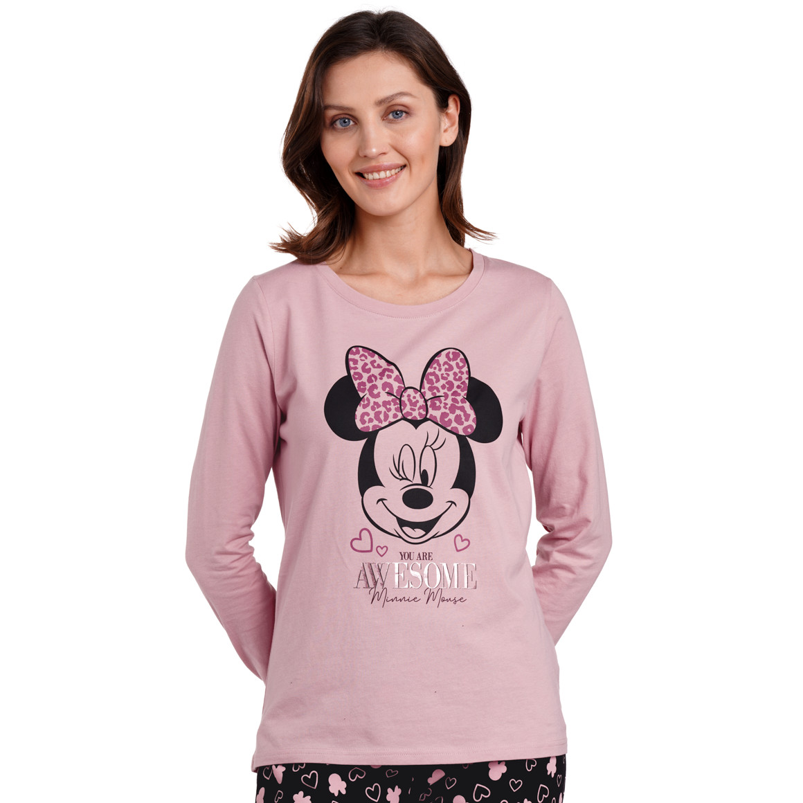Gina Benotti Minnie Maus Schlafanzug mit Print rosa / schwarz