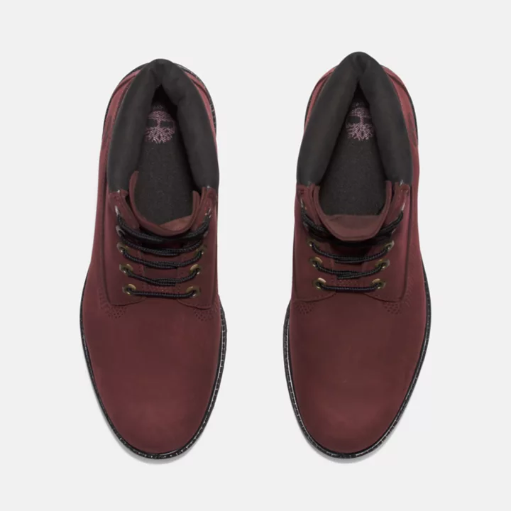 Bota Timberland Premium de 6 polegadas para homem na cor bordô