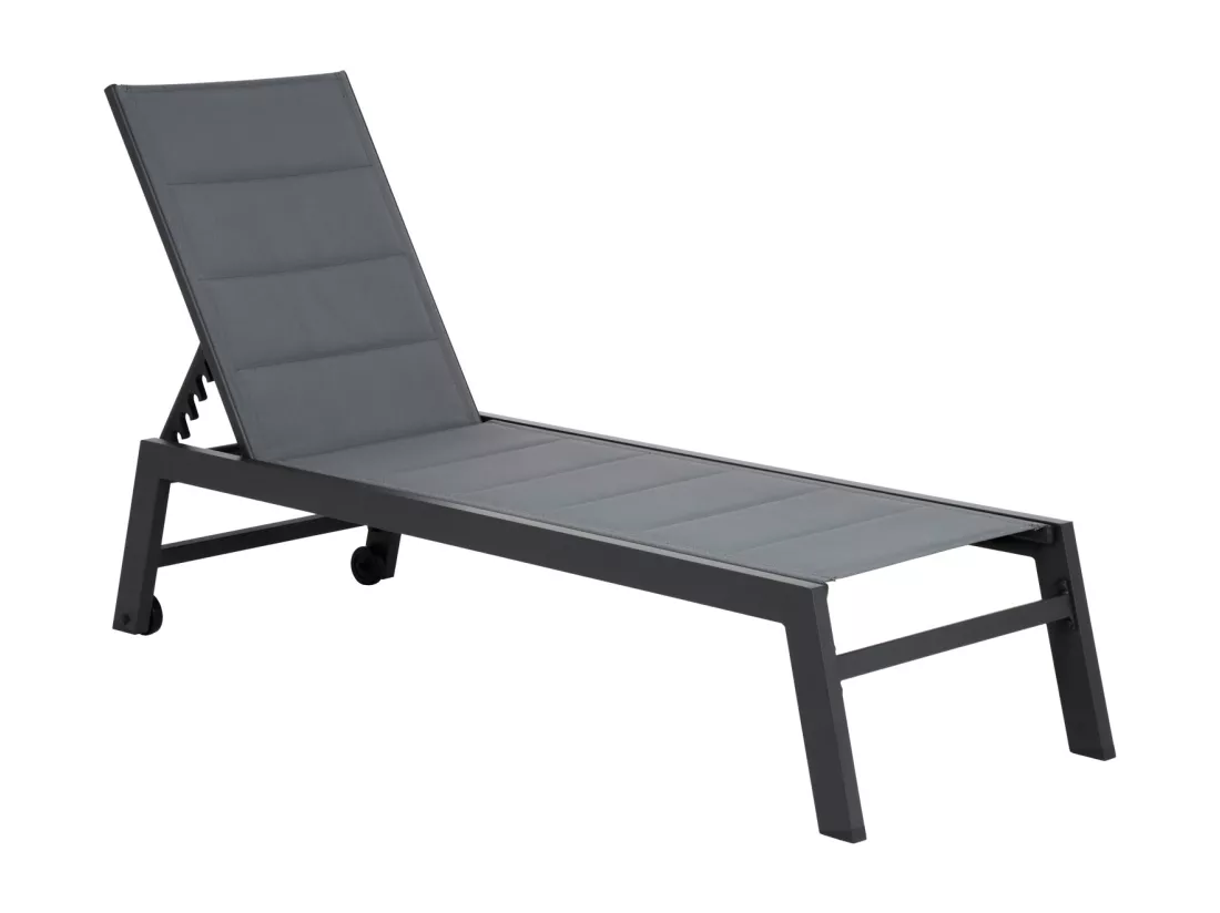 Bain de soleil BARBADOS en textilène gris - aluminium gris anthracite - HAPPY GARDEN