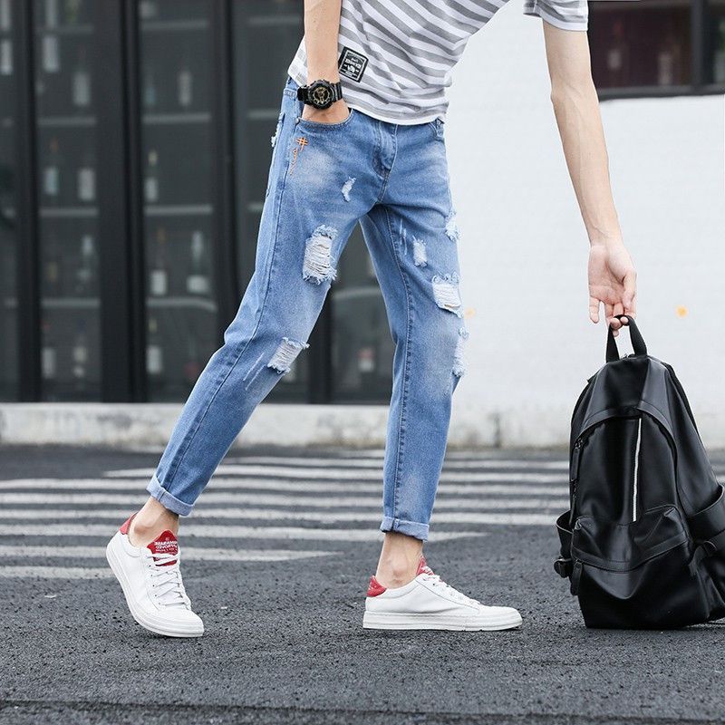 Acrius - Versleten cropped skinny jeans