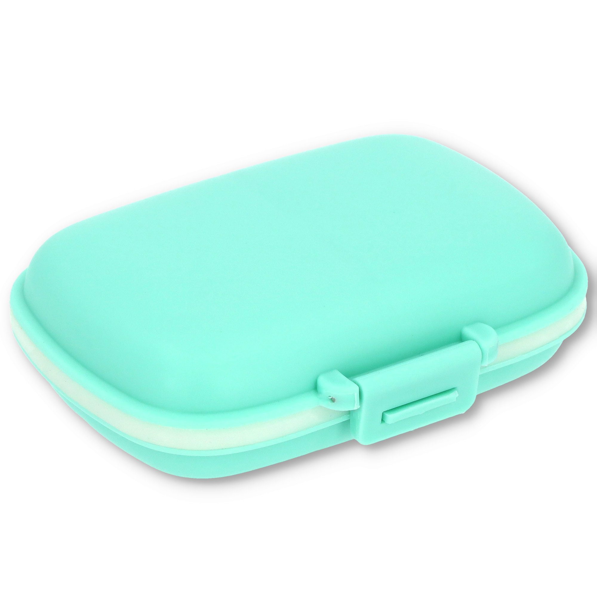 (11x8cm) Medikamenten Dosierer 8 Fächer Dosett Tablettenbox Supplements Pillendose Tablettenspender - Türkis