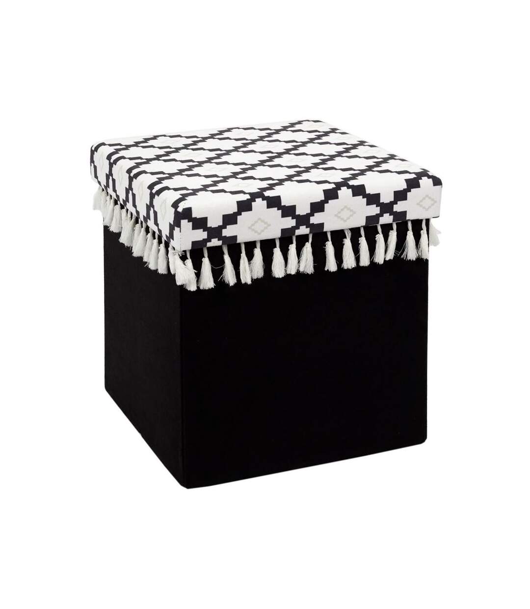 Paris Prix - Pouf Pliable & Coffre mirage 38cm Noir & Blanc