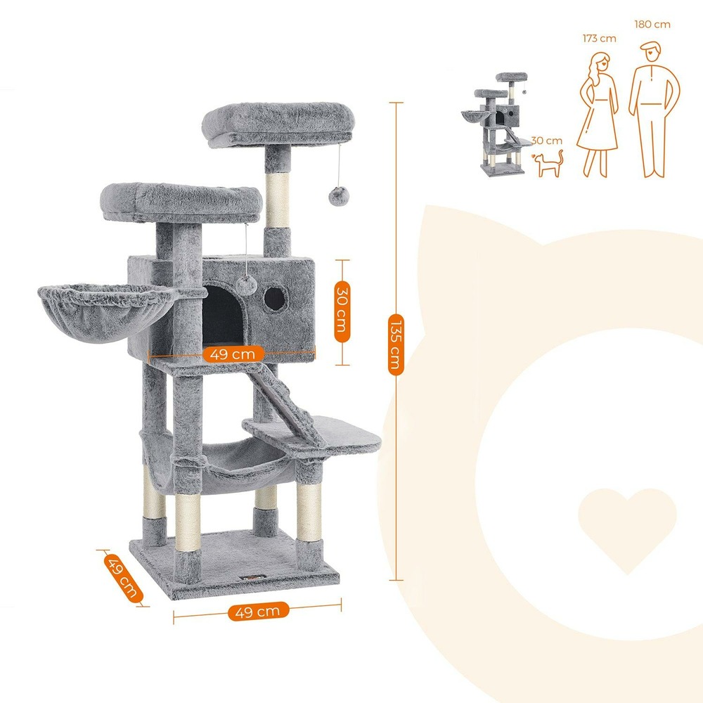 Arbre à chat tour de jeux grand doux gris bleuâtre