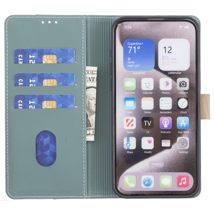 Samsung Galaxy S25 Ultra Leder Tasche Flip Cover (RFID Schutz) - Türkis / Beige