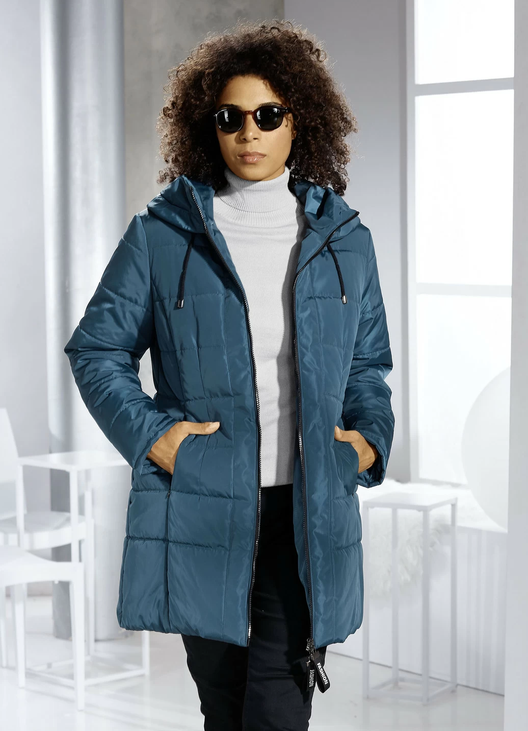 Longjacke mit 2-Wege-Reißverschluss