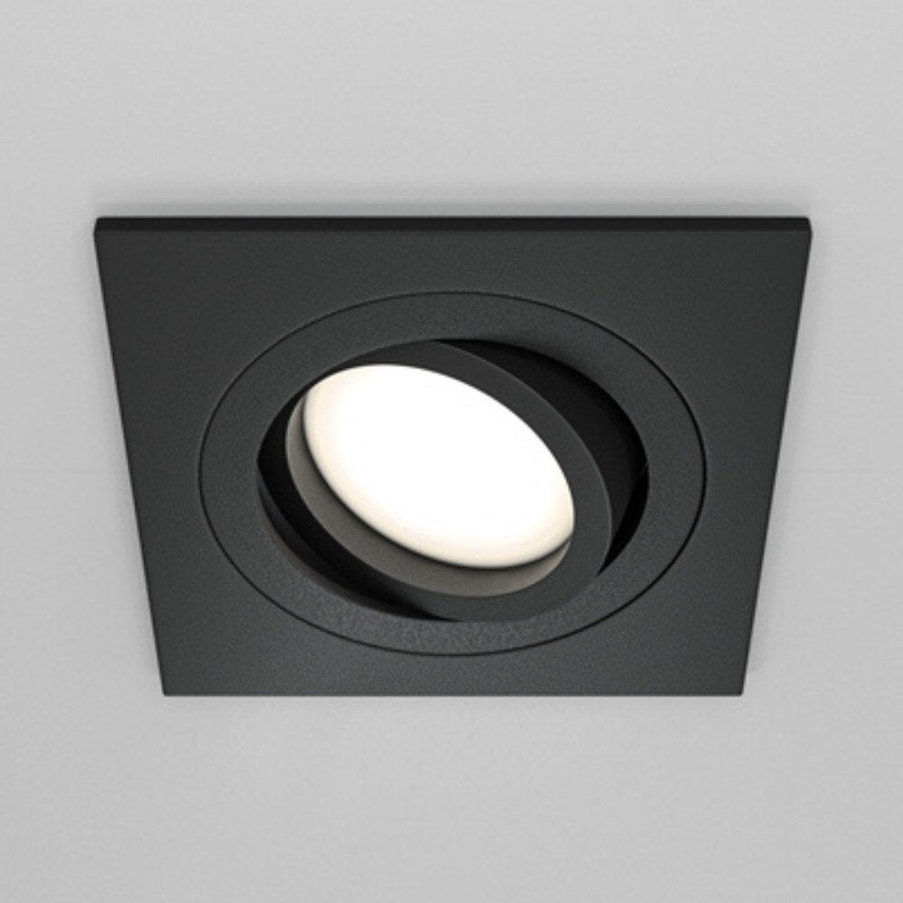 Atom inbouwplafondlamp in zwart, GU10, vierkant, 92mm