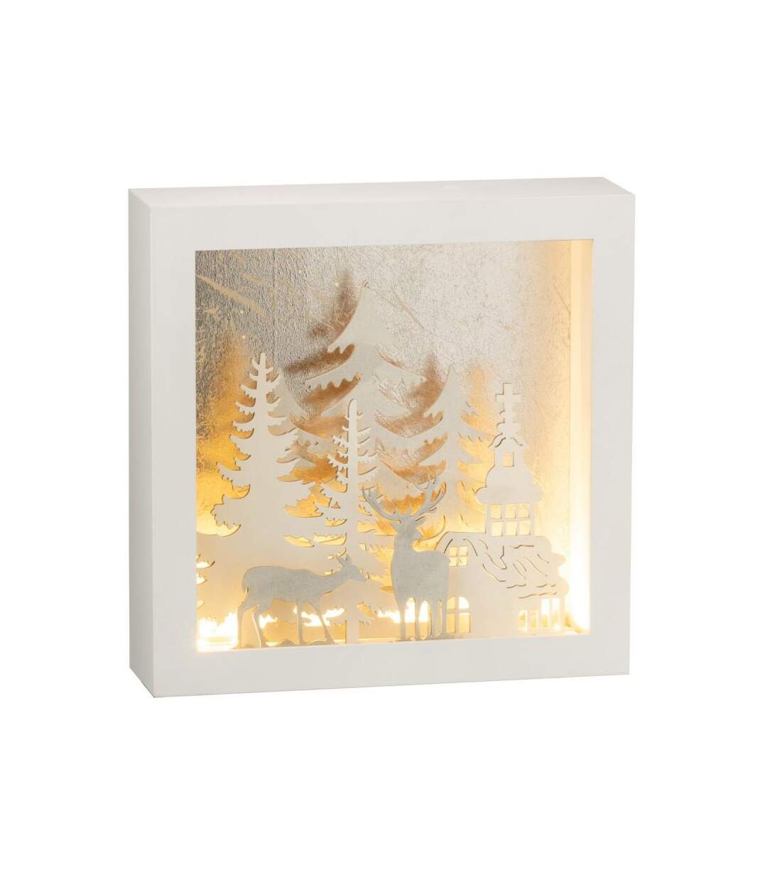 Paris Prix - Décoration De Noël Led hiver 24cm Blanc & Argent
