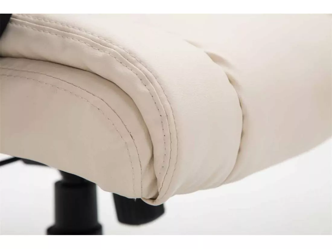 Chaise de bureau - Similicuir & Noir - Crème - XL Sparta