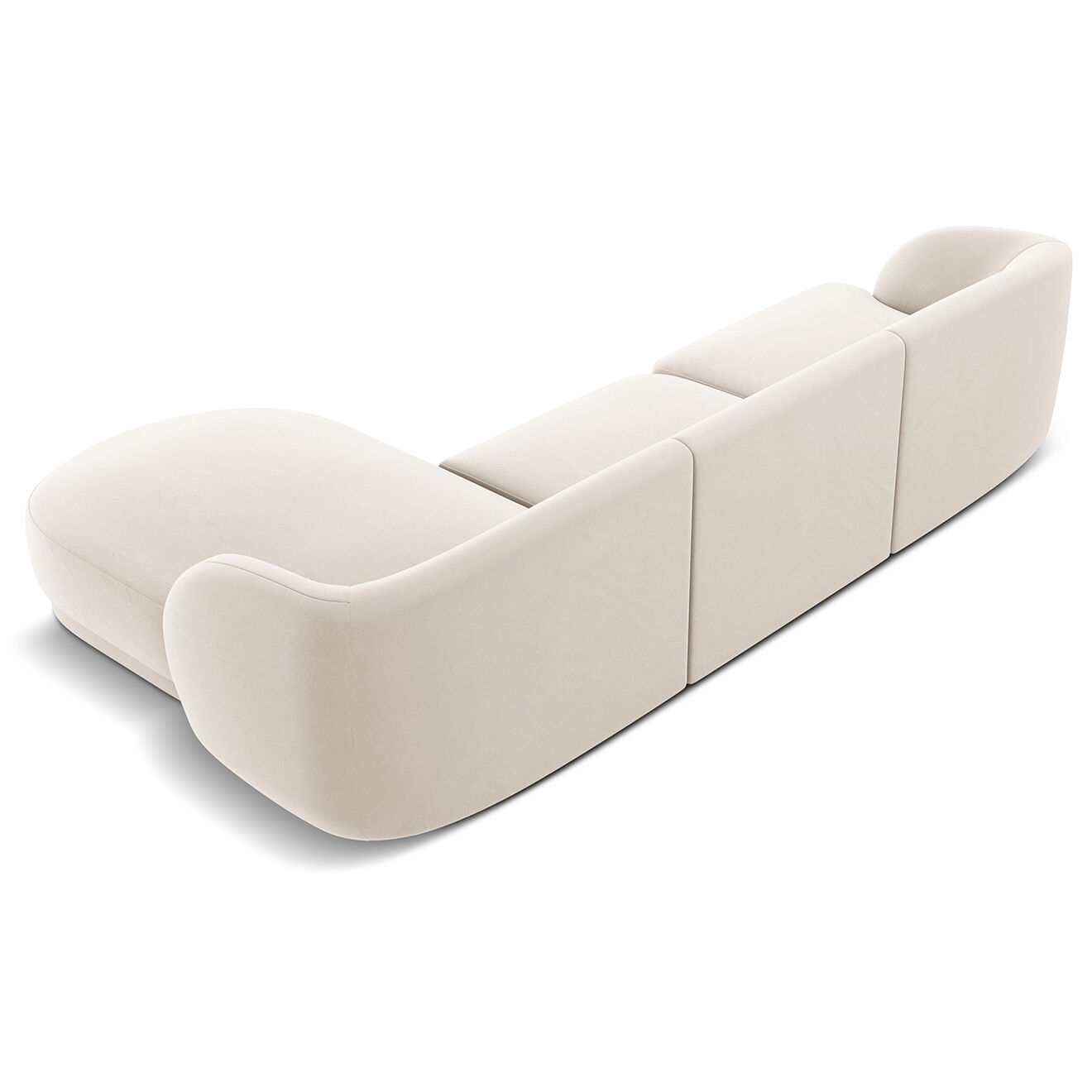 Micadoni Limited Edition Canapé D'Angle Droit Velours Miley 4 Places beige clair - 259x155x74 cm