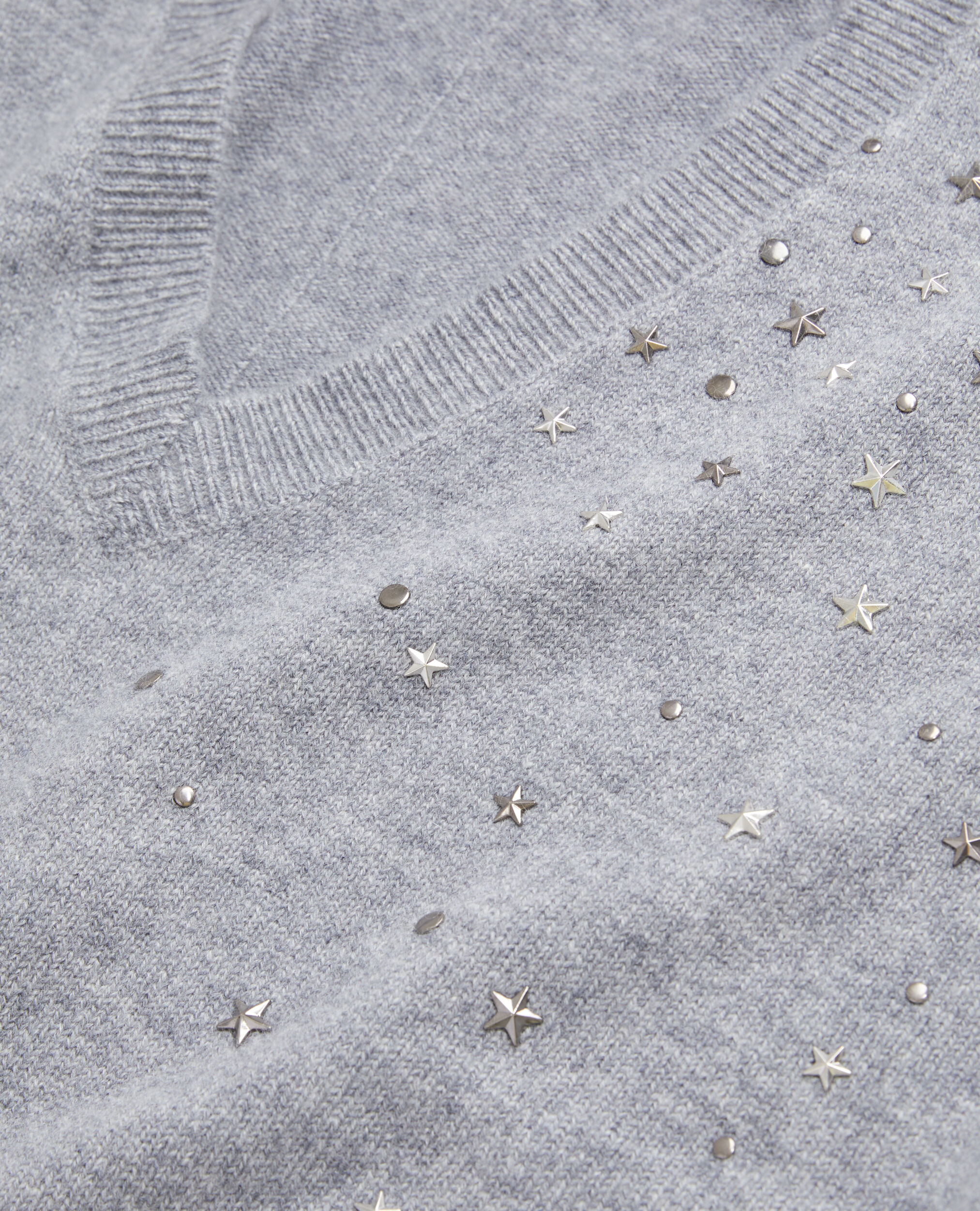 Grey sweater in cashmere-blend with stars