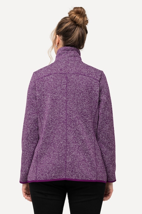 Strickfleece-Jacke, Rauten, Stehkragen, Zipptaschen
