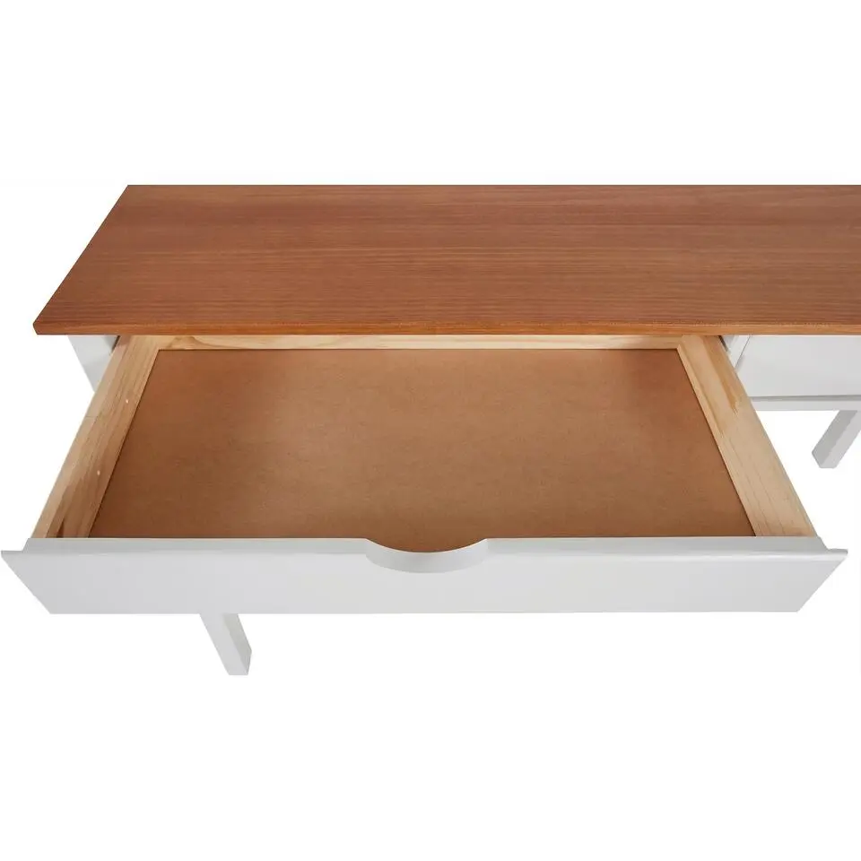 Gava - Bureau met 2 laden wit en naturel grenen