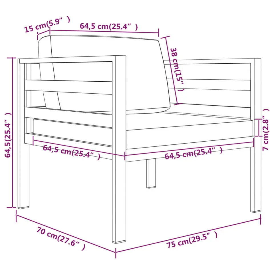 vidaXL - Loungeset - Antraciet - Aluminium