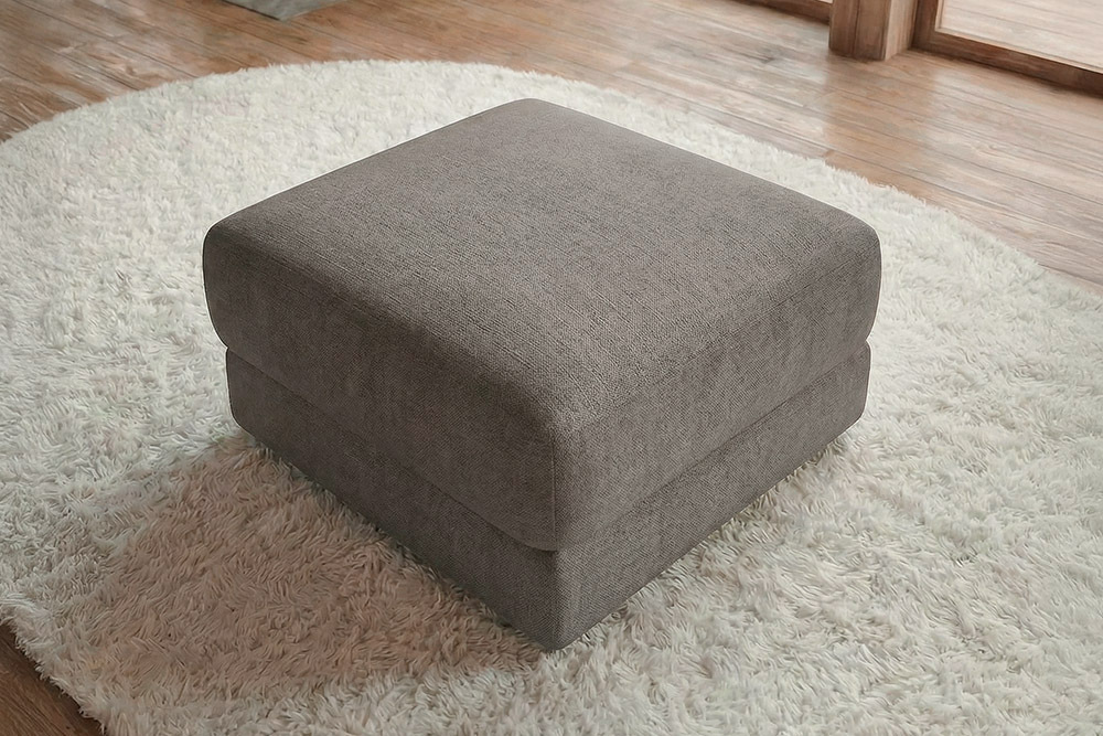 Moderner Hocker LOFT 75cm taupe Vogue Velours Samt Nosagfederung Taschenfederkern