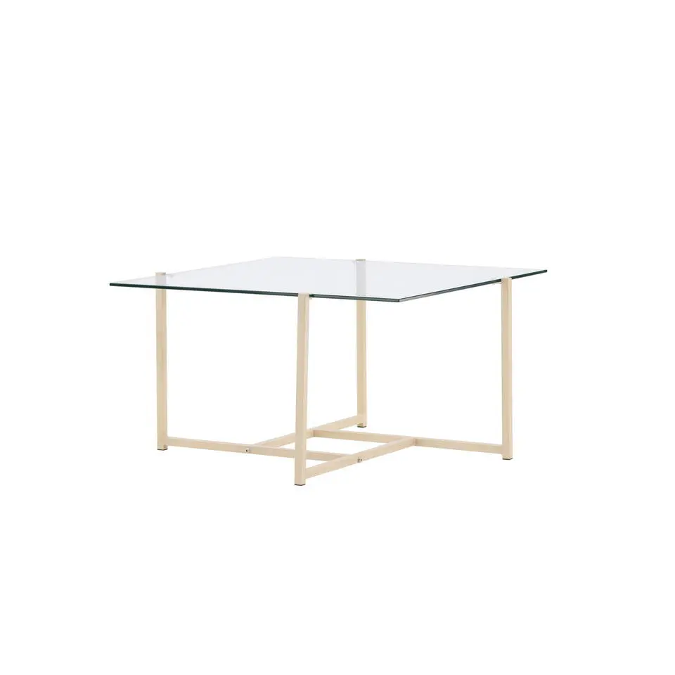 Salontafel Glas/Naturel Hout - 80x80x45cm - Hybrid