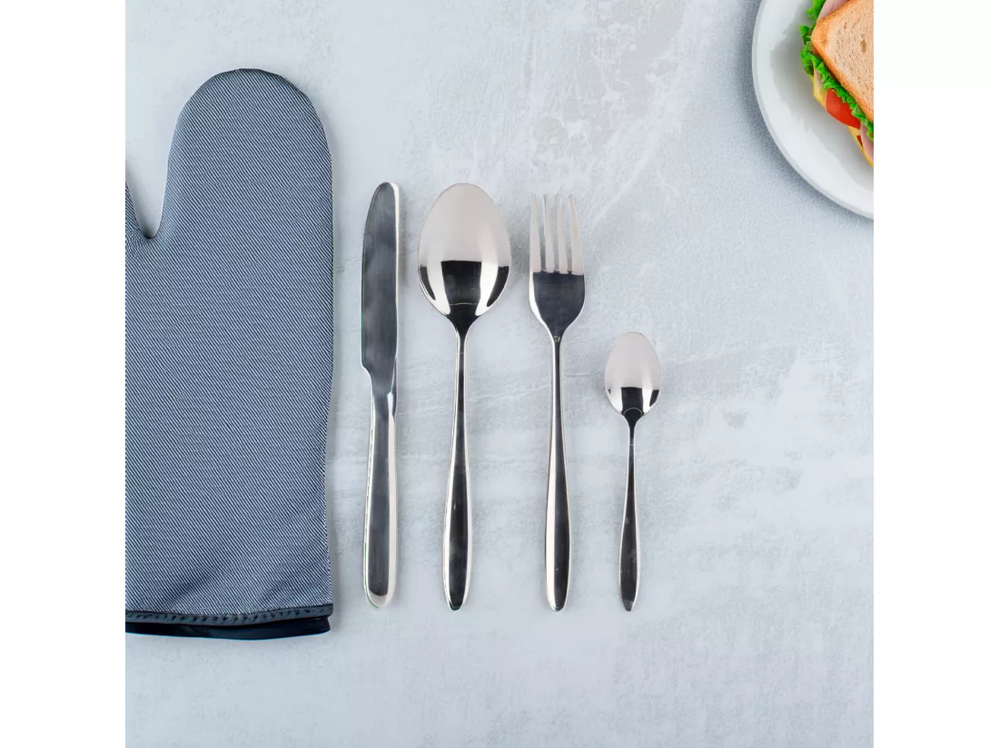 Well Home Coffret de 24 couverts en acier inoxydable avec revêtement argenté