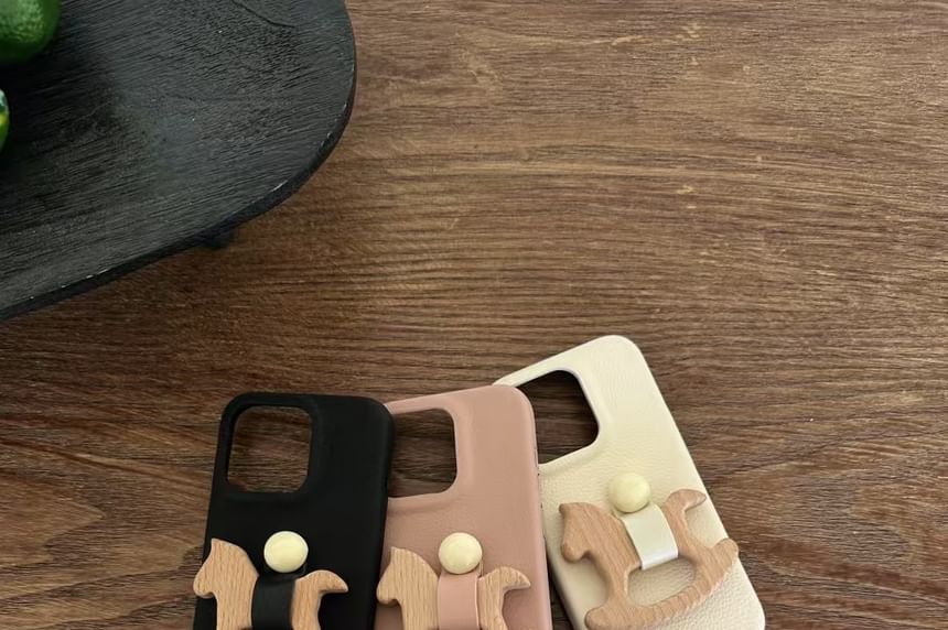 Rockit - Houten Paardenstandaard Telefoonhoesje - iPhone 16 Pro Max / 16 Pro / 16 Plus / 16