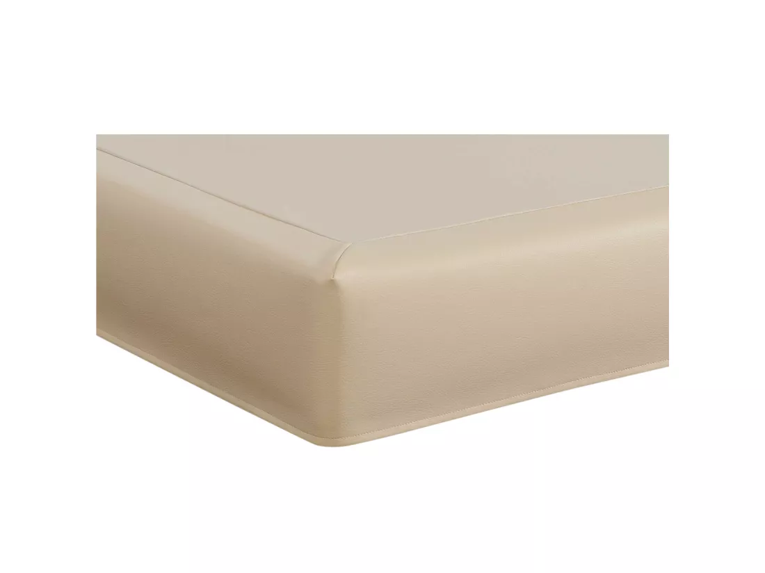 Cache-sommier intégral simili cuir sable 160x200