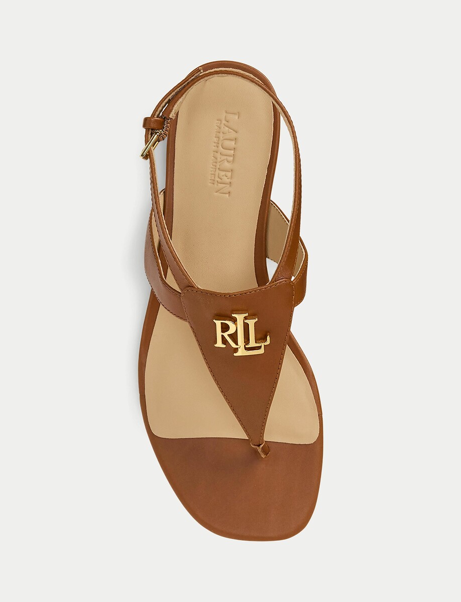 LAUREN RALPH LAUREN<br>Sandálias rasteiras de couro EVERLEY