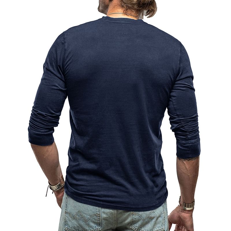 Dubbel Wit - Henley effen T-shirt met lange mouwen