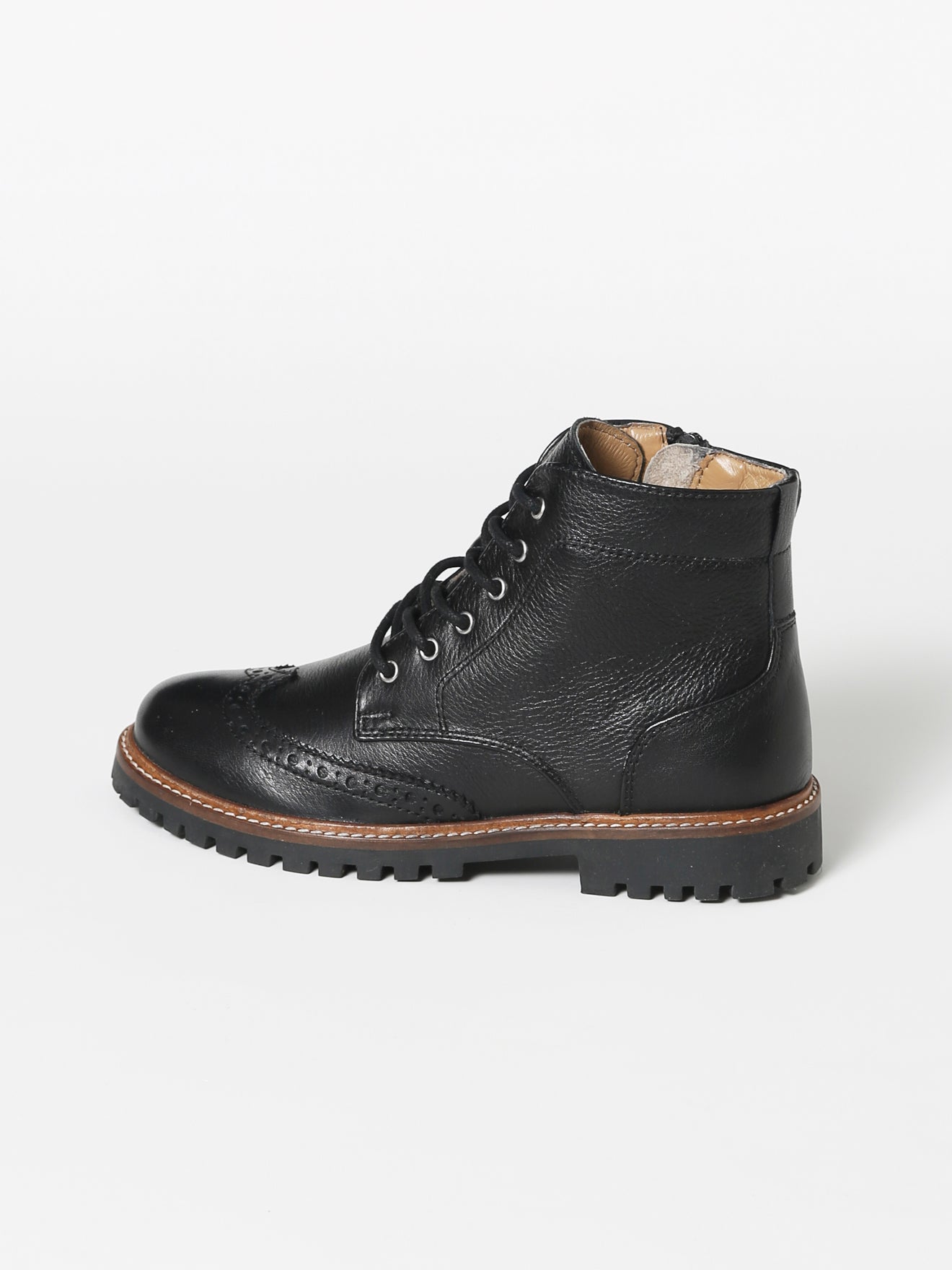 Bottines en cuir bout fleuri Garçon