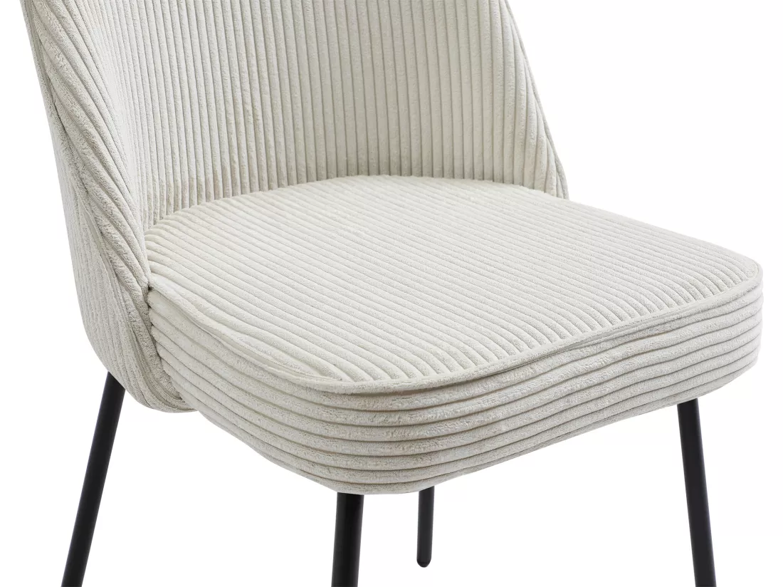 Lot de 6 chaises en velours côtelé et métal noir - Crème - ALPALI