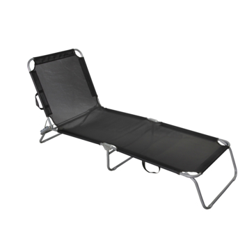 Ligstoel tuin zwart 240 x 60 x 128 cm