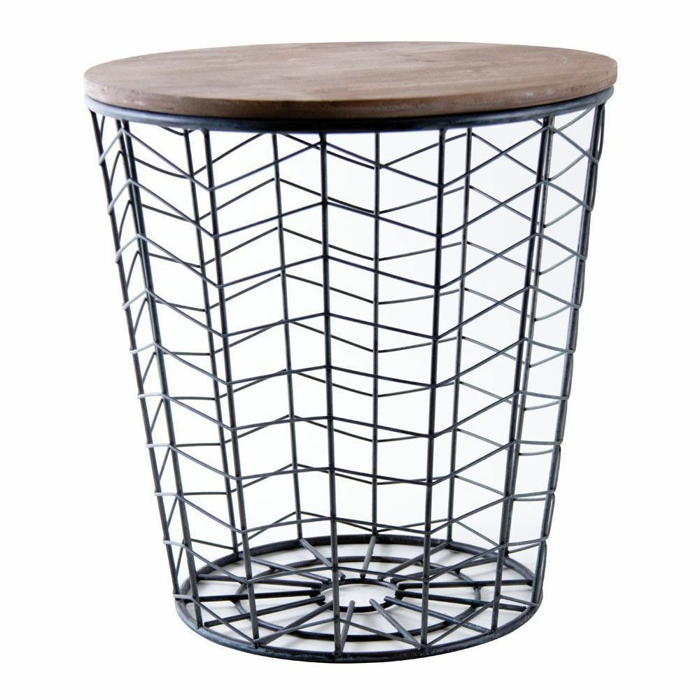Tables d'appoint rondes en bois et métal (lot de 2)