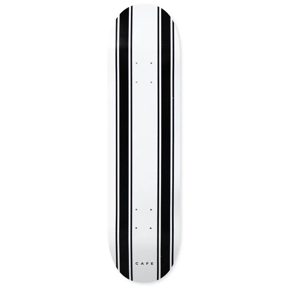 Skateboard CAFE Stripe Deck White Black 8.25