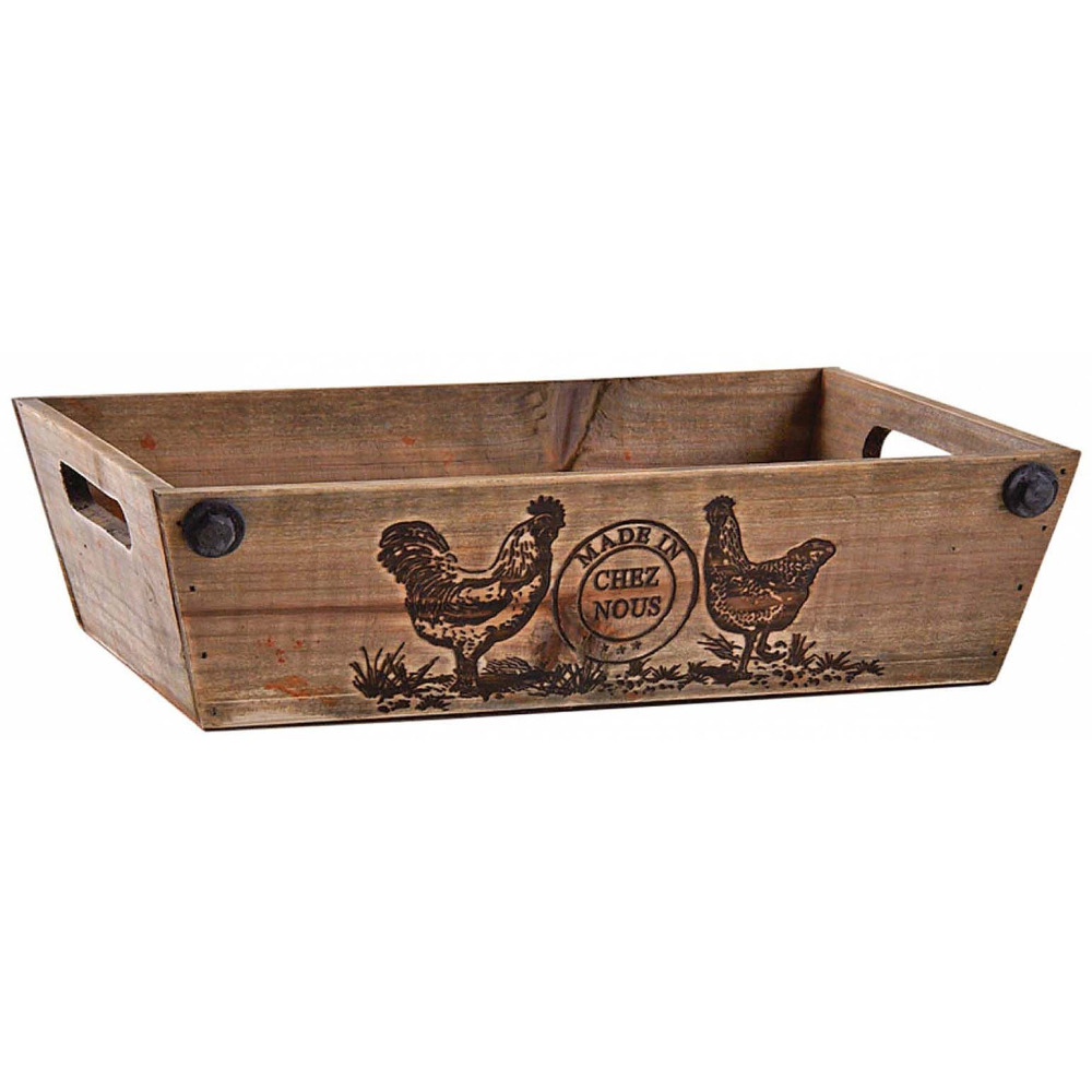 Manne en bois teinté made in chez nous (lot de 2)