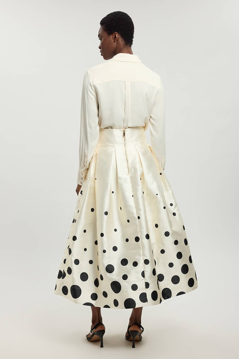 KarenMillen Jupe De Bal En Sergé Tissé À Pois Bordure Petite