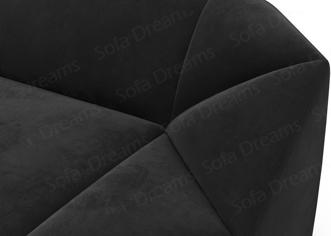 Ecksofa Cabrera L Form kurz Stoffsofa Sofa in Samt Designersofa Sun Velvet (Schwarz, Ottomane rechts)