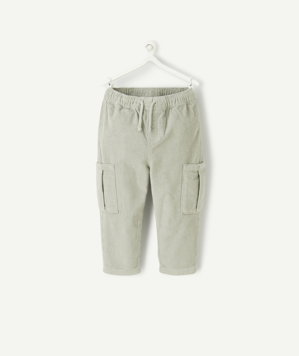 PANTALON DROIT BÉBÉ GARÇON EN VELOURS CÔTELÉ SAUGE