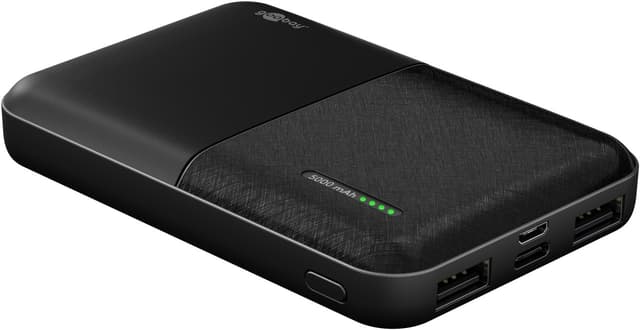 Goobay Powerbank kompakt 5.000 mAh praktisk og pladsbesparende design med 5.000 mAh, perfekt til at rejse