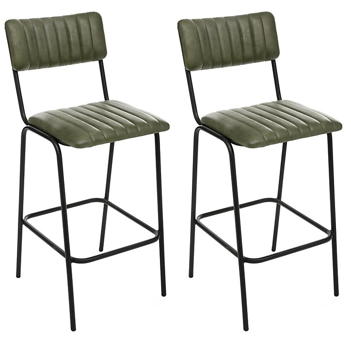 Lot de 2 tabourets de bar Dario vert kaki