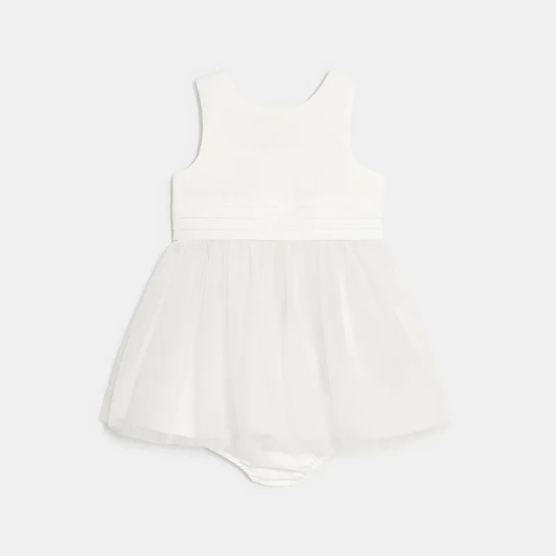 Robe chic bi-matière blanc bébé fille Blanc