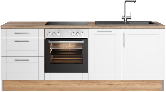 KOCHSTATION Küchenzeile »KS-Ahus« 225 cm breit,wahlweise mit E-Geräten,Soft Close Funktion, MDF Fronten