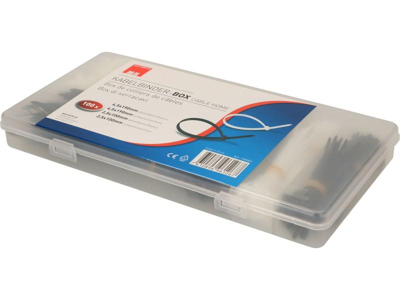 Max Hauri Kabelbinder Weiss/Schwarz 100 mm/190 mm x 2.5 mm/ Kabelbinderbox