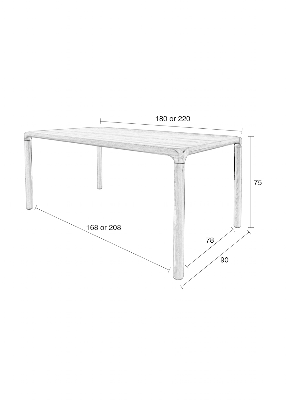 Eettafel Storm zwart 220 x 90 cm