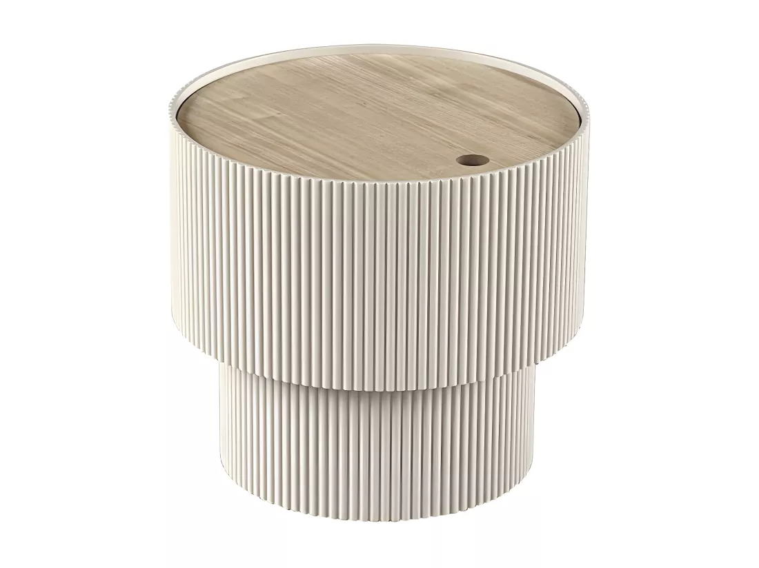 Sand I - Table d'appoint avec rangement en bois ø38,5cm - Beige