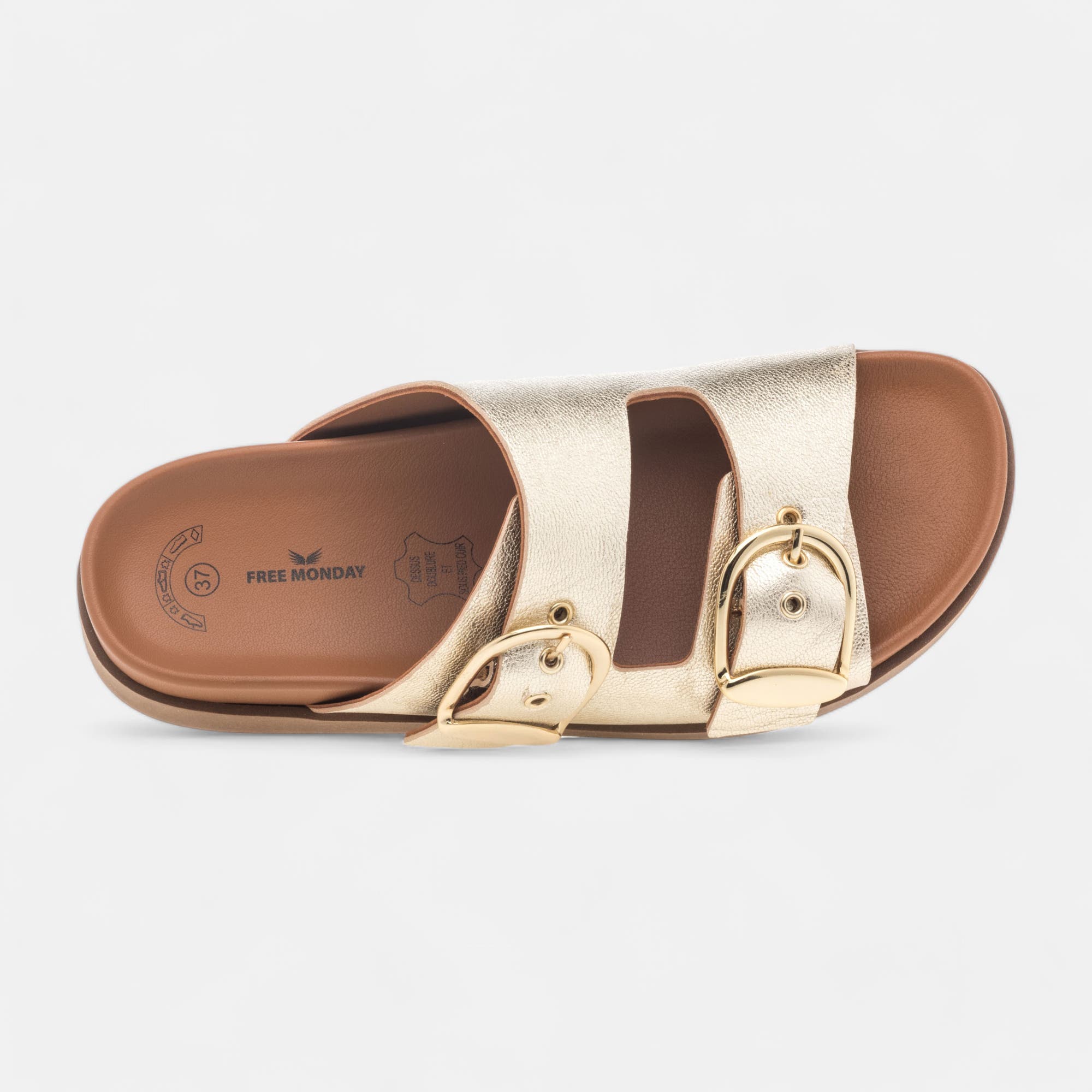 Mules Femme en cuir or