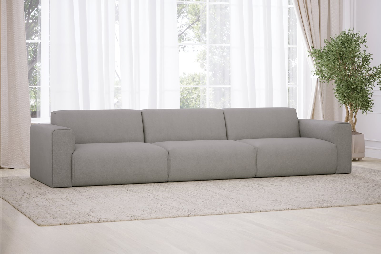 Monaco Lux 3,5-seter sofa Tekstil Brego 7 Light Grey med sorte ben. Lux komfort.