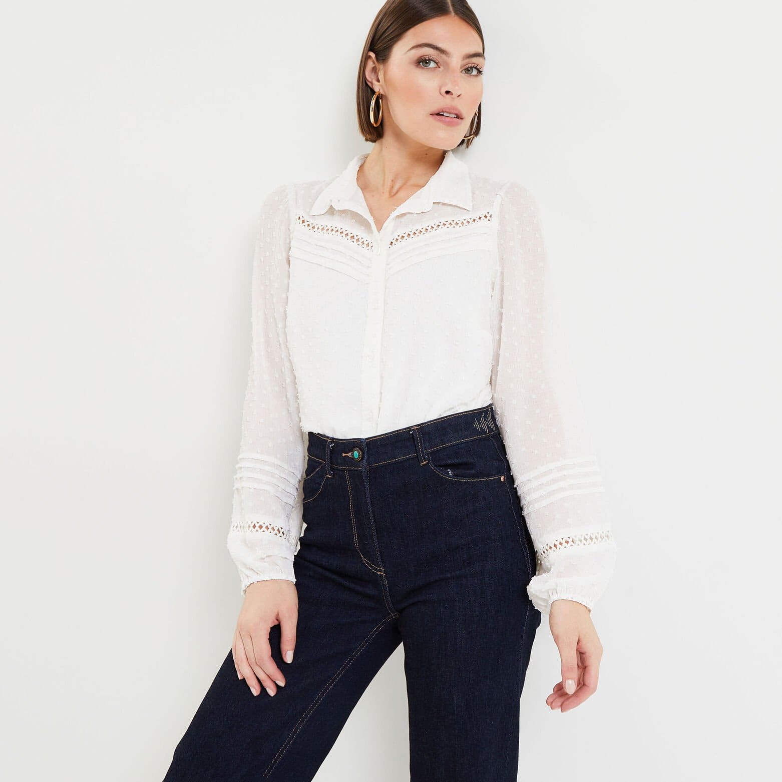 Chemisier plumetis femme