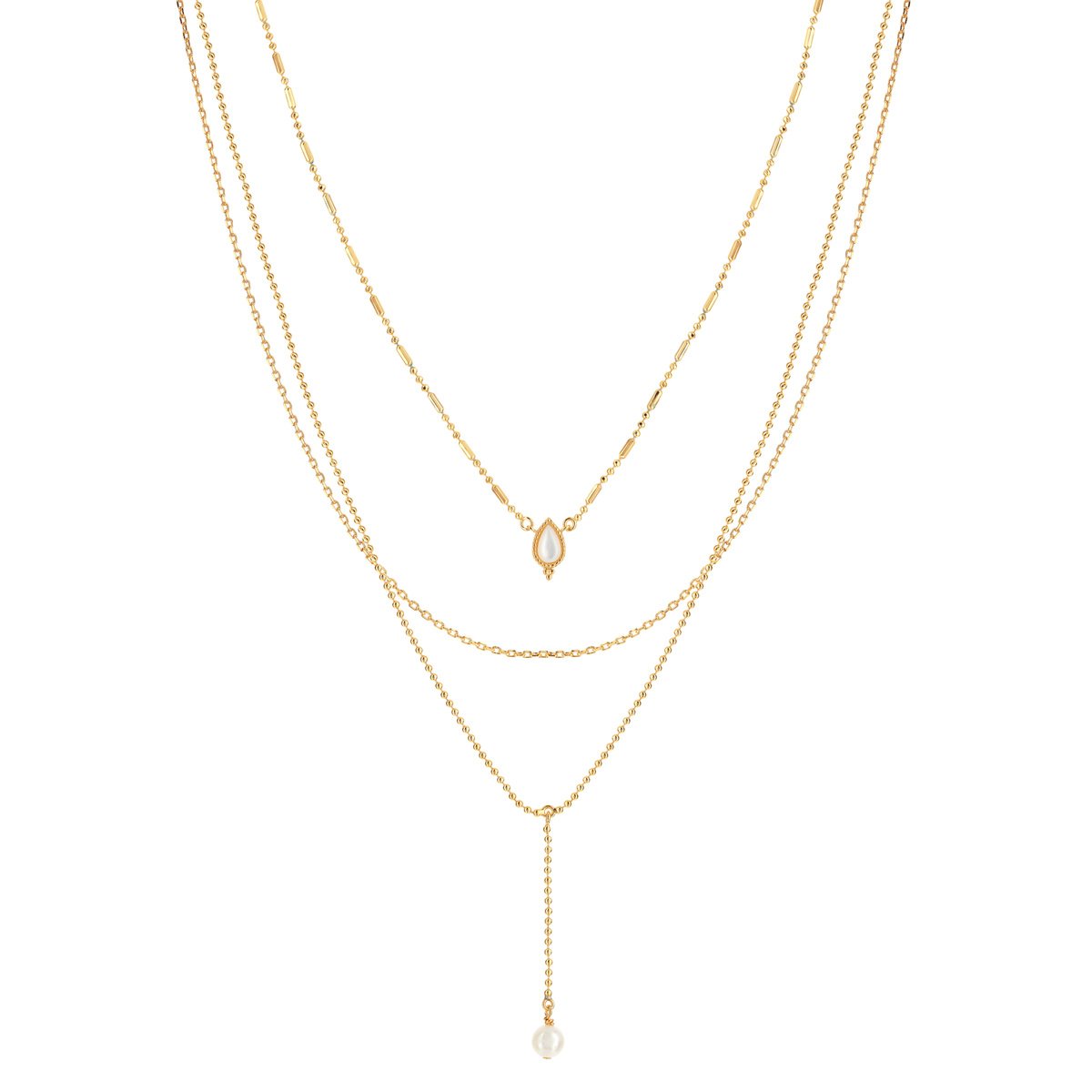 Collier doré nacre perle 38 à 41 cm