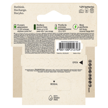 GP Batterij Oplaadbaar D Mono NiMH 3000mAh ReCyko 1,2V 2 Stuks