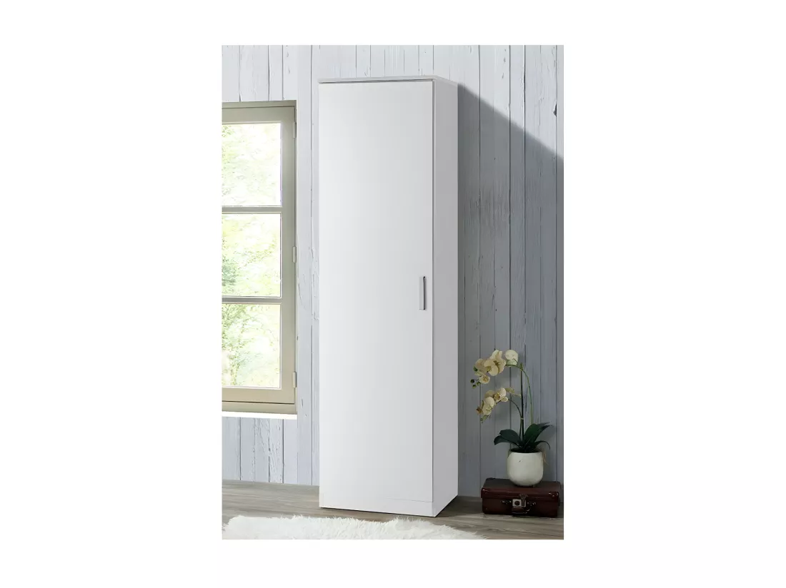 Armoire une porte collection ALABAMA - Coloris Blanc.