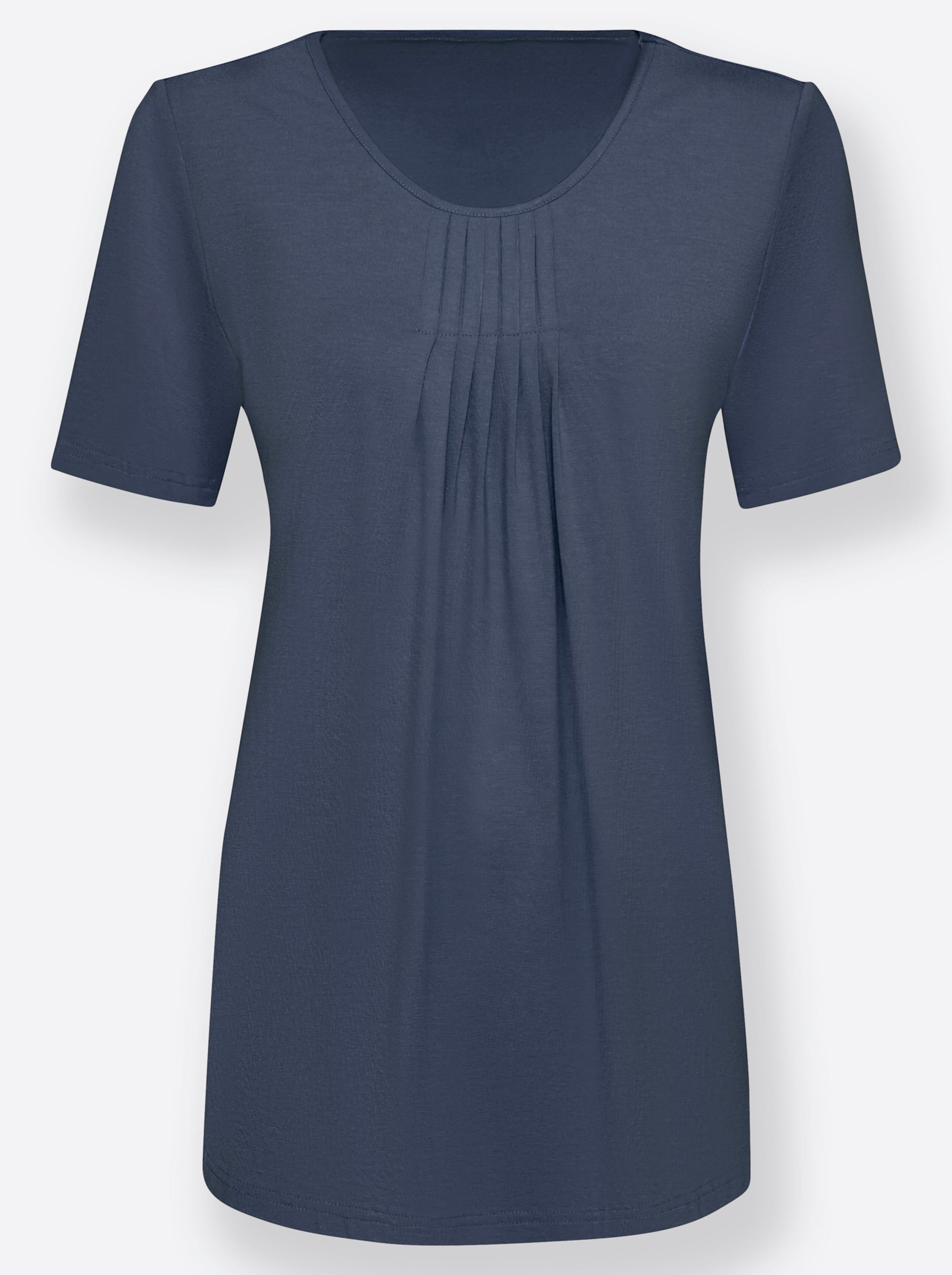 Rundhalsshirt in rauchblau