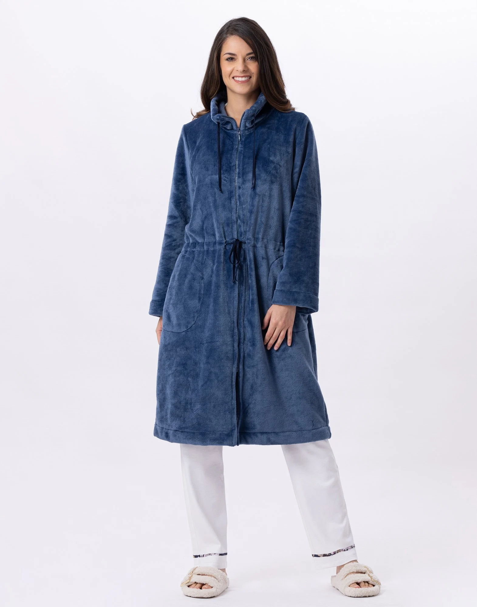 ESSENTIEL 853 - Veste zippée en peluche flanelle | Bleu
