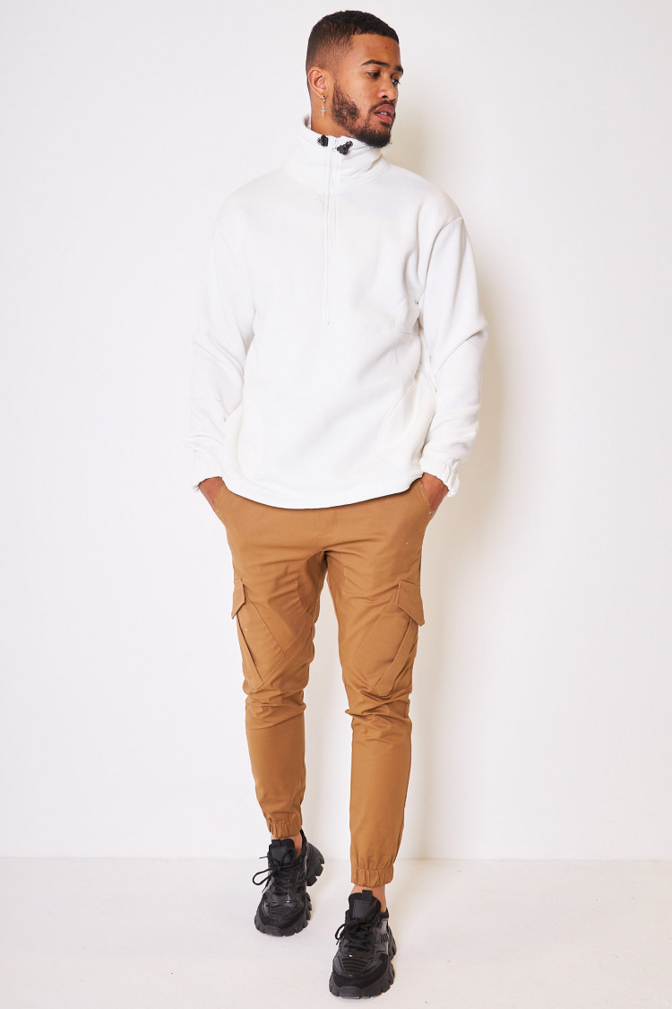 Sweat demi-zip blanc