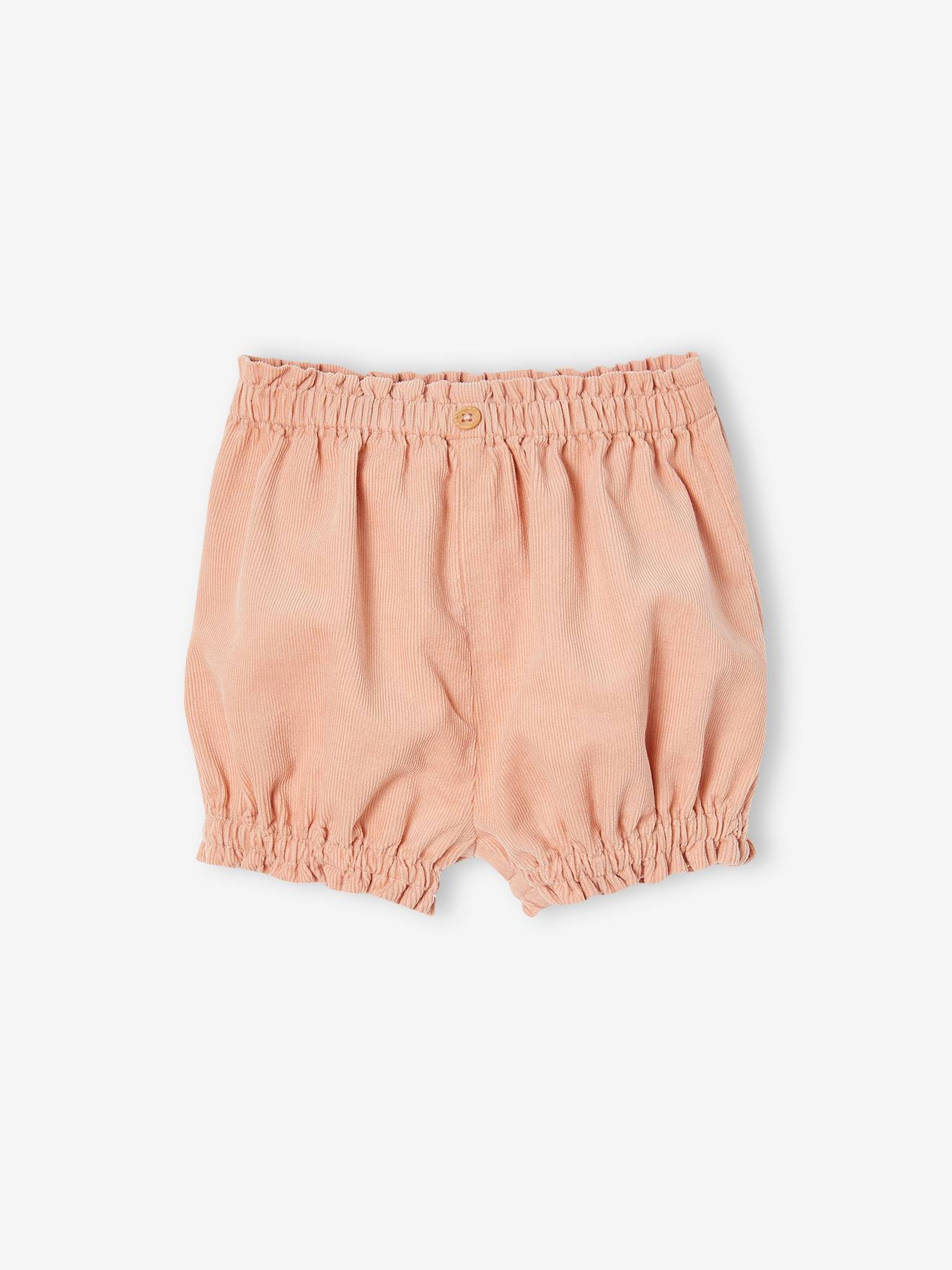 Conjunto de 2 calcinhas de veludo cotelê para bebê, rosa antigo